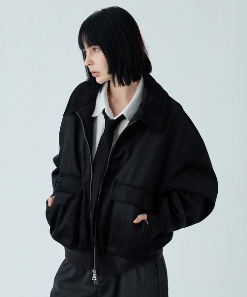 VELNUS】Cropped double-zip corduroy blouson / クロップドダブル