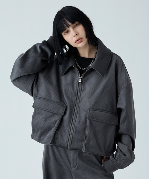 VELNUS（ベルナス）の「【VELNUS】Cropped double-zip corduroy blouson / クロップドダブルジップコーデュロイブルゾン（ブルゾン・メンズ・ブラック/チャコールグレー・S/M/L）」の10枚目の写真