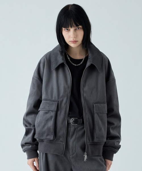 HERNO VINTAGE 80s ITALY製 コーデュロイジップブルゾン セール】【VELNUS】Cropped double-zip corduroy blouson / クロップド