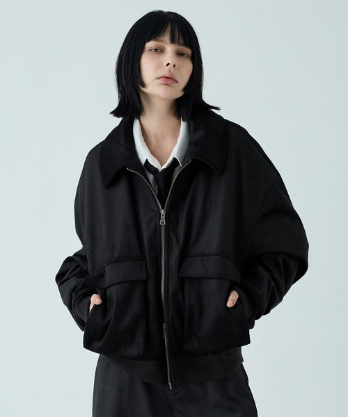 セール】【VELNUS】Cropped double-zip corduroy blouson / クロップド