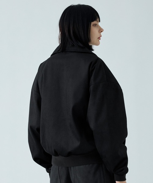80sUSA製　ヴィンテージ ブラックコーデュロイ　ブルゾン　チンストラップ VELNUS（ベルナス）の「【VELNUS】Cropped double-zip corduroy