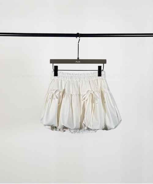 FOLLOWIN（フォロウィン）の「【インナーパンツ仕様】バルーン＆リボンデイテイルミニスカート（スカート・レディース・グレー/ブラック/ホワイト・LARGE/MEDIUM/SMALL）」の5枚目の写真