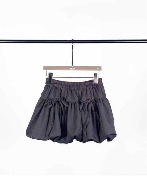 FOLLOWIN（フォロウィン）の「【インナーパンツ仕様】バルーン＆リボンデイテイルミニスカート（スカート・レディース・グレー/ブラック/ホワイト・LARGE/MEDIUM/SMALL）」の7枚目の写真
