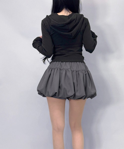 FOLLOWIN（フォロウィン）の「【インナーパンツ仕様】バルーン＆リボンデイテイルミニスカート（スカート・レディース・グレー/ブラック/ホワイト・LARGE/MEDIUM/SMALL）」の14枚目の写真