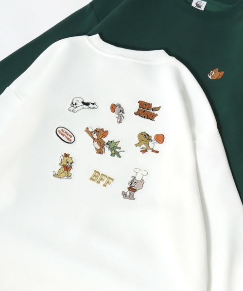 Tom＆Jerry（トムアンドジェリー）の「Tom and Jerry/トムとジェリー オーバーサイズ 裏起毛 サガラ刺繍 スウェットトレーナー（スウェット・レディース・ワイン/グレー/アッシュグレー/オフホワイト/グリーン/チャコール/パープル/ベージュ・M/L）」の2枚目の写真