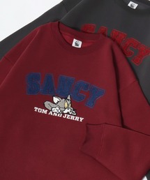 Tom and Jerry/トムとジェリー オーバーサイズ 裏起毛 サガラ刺繍 スウェットトレーナー