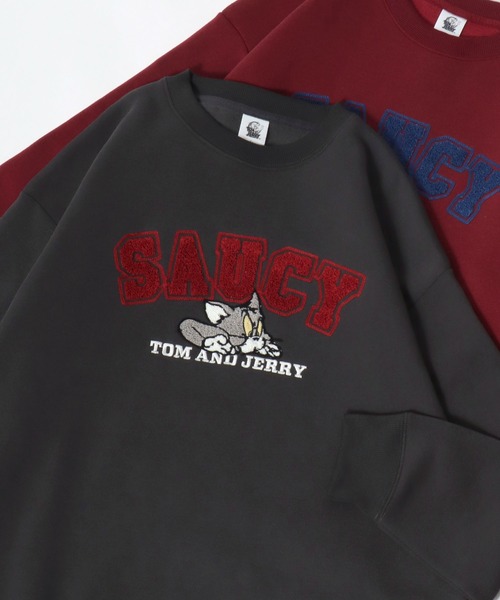 Tom＆Jerry（トムアンドジェリー）の「Tom and Jerry/トムとジェリー オーバーサイズ 裏起毛 サガラ刺繍 スウェットトレーナー（スウェット・レディース・ワイン/グレー/アッシュグレー/オフホワイト/グリーン/チャコール/パープル/ベージュ・M/L）」の5枚目の写真