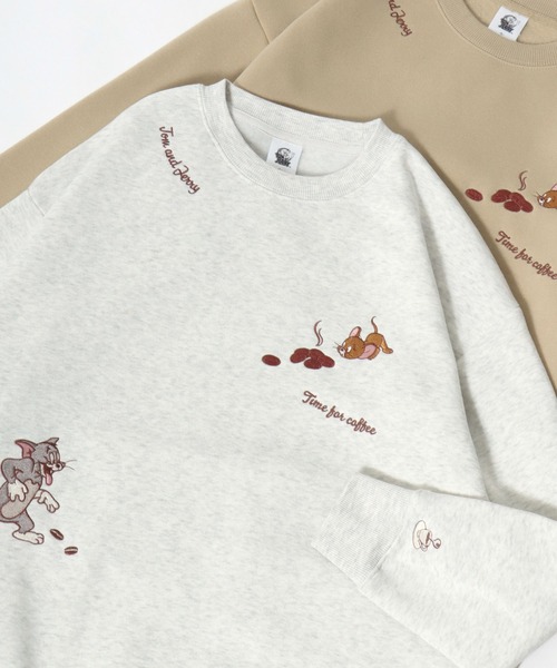 Tom＆Jerry（トムアンドジェリー）の「Tom and Jerry/トムとジェリー オーバーサイズ 裏起毛 サガラ刺繍 スウェットトレーナー（スウェット・レディース・ワイン/グレー/アッシュグレー/オフホワイト/グリーン/チャコール/パープル/ベージュ・M/L）」の3枚目の写真