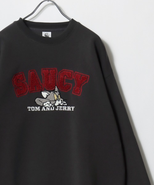 Tom＆Jerry（トムアンドジェリー）の「Tom and Jerry/トムとジェリー オーバーサイズ 裏起毛 サガラ刺繍 スウェットトレーナー（スウェット・レディース・ワイン/グレー/アッシュグレー/オフホワイト/グリーン/チャコール/パープル/ベージュ・M/L）」の11枚目の写真