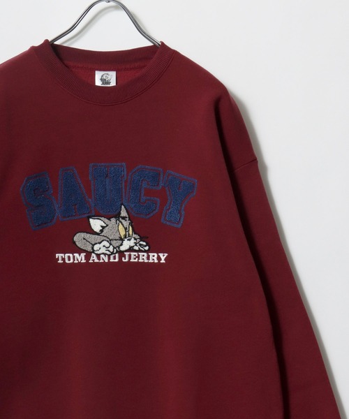 Tom＆Jerry（トムアンドジェリー）の「Tom and Jerry/トムとジェリー オーバーサイズ 裏起毛 サガラ刺繍 スウェットトレーナー（スウェット・レディース・ワイン/グレー/アッシュグレー/オフホワイト/グリーン/チャコール/パープル/ベージュ・M/L）」の12枚目の写真