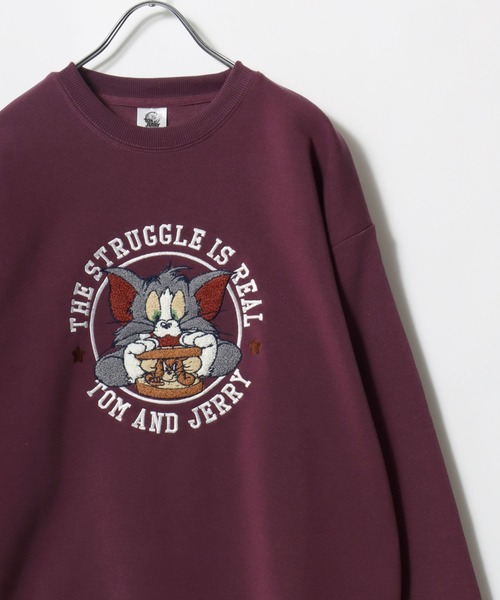 Tom＆Jerry（トムアンドジェリー）の「Tom and Jerry/トムとジェリー オーバーサイズ 裏起毛 サガラ刺繍 スウェットトレーナー（スウェット・レディース・ワイン/グレー/アッシュグレー/オフホワイト/グリーン/チャコール/パープル/ベージュ・M/L）」の13枚目の写真