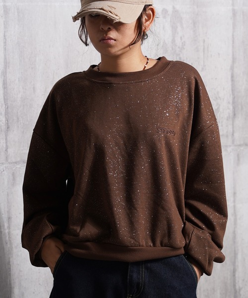 STARTER(スターター)の「STARTER ラメプリント ワイド スウェット 【 セットアップ 対応 】/ STARTER Glitter Print Wide Sweatshirt(スウェット・レディース・ブラウン/ブラック・M/L)」の2枚目の写真