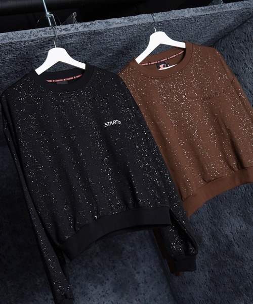 STARTER(スターター)の「STARTER ラメプリント ワイド スウェット 【 セットアップ 対応 】/ STARTER Glitter Print Wide Sweatshirt(スウェット・レディース・ブラウン/ブラック・M/L)」の3枚目の写真