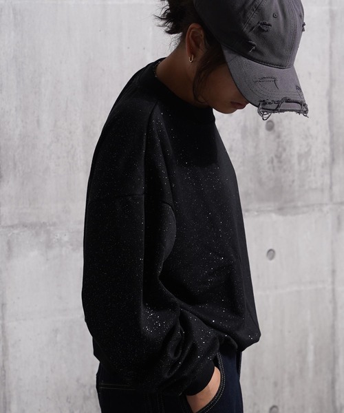 STARTER(スターター)の「STARTER ラメプリント ワイド スウェット 【 セットアップ 対応 】/ STARTER Glitter Print Wide Sweatshirt(スウェット・レディース・ブラウン/ブラック・M/L)」の9枚目の写真