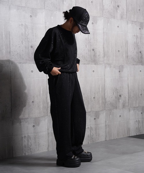 STARTER(スターター)の「STARTER ラメプリント ワイド スウェット 【 セットアップ 対応 】/ STARTER Glitter Print Wide Sweatshirt(スウェット・レディース・ブラウン/ブラック・M/L)」の11枚目の写真