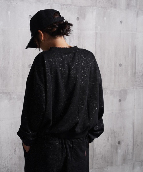 STARTER(スターター)の「STARTER ラメプリント ワイド スウェット 【 セットアップ 対応 】/ STARTER Glitter Print Wide Sweatshirt(スウェット・レディース・ブラウン/ブラック・M/L)」の12枚目の写真