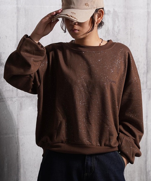 STARTER(スターター)の「STARTER ラメプリント ワイド スウェット 【 セットアップ 対応 】/ STARTER Glitter Print Wide Sweatshirt(スウェット・レディース・ブラウン/ブラック・M/L)」の14枚目の写真