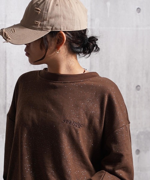 STARTER(スターター)の「STARTER ラメプリント ワイド スウェット 【 セットアップ 対応 】/ STARTER Glitter Print Wide Sweatshirt(スウェット・レディース・ブラウン/ブラック・M/L)」の15枚目の写真