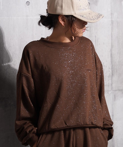 STARTER(スターター)の「STARTER ラメプリント ワイド スウェット 【 セットアップ 対応 】/ STARTER Glitter Print Wide Sweatshirt(スウェット・レディース・ブラウン/ブラック・M/L)」の17枚目の写真
