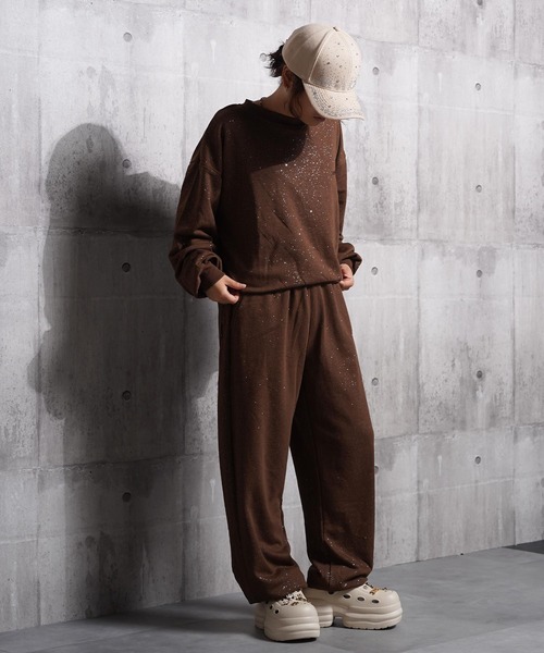 STARTER(スターター)の「STARTER ラメプリント ワイド スウェット 【 セットアップ 対応 】/ STARTER Glitter Print Wide Sweatshirt(スウェット・レディース・ブラウン/ブラック・M/L)」の19枚目の写真