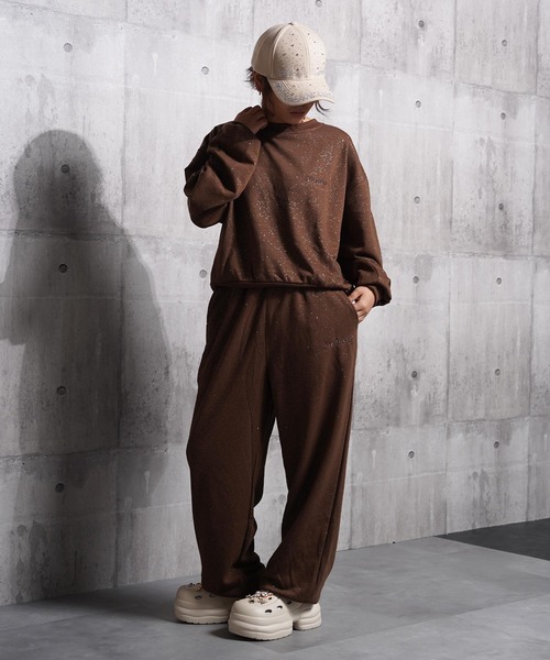 STARTER(スターター)の「STARTER ラメプリント ワイド スウェット 【 セットアップ 対応 】/ STARTER Glitter Print Wide Sweatshirt(スウェット・レディース・ブラウン/ブラック・M/L)」の18枚目の写真