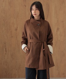 roll up sleeve belted wrap coat