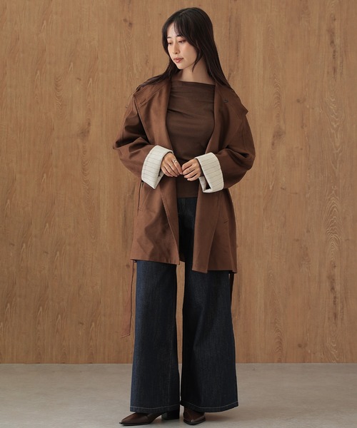 SUWDEE(スーディー)の「roll up sleeve belted wrap coat(その他アウター・レディース・ブラウン・FREE)」の7枚目の写真