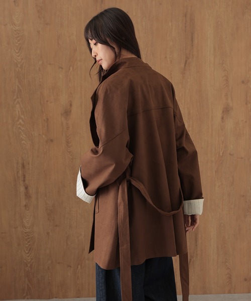 SUWDEE(スーディー)の「roll up sleeve belted wrap coat(その他アウター・レディース・ブラウン・FREE)」の11枚目の写真