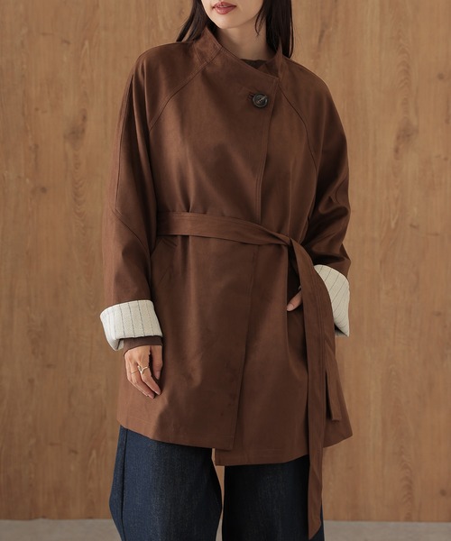 SUWDEE(スーディー)の「roll up sleeve belted wrap coat(その他アウター・レディース・ブラウン・FREE)」の12枚目の写真
