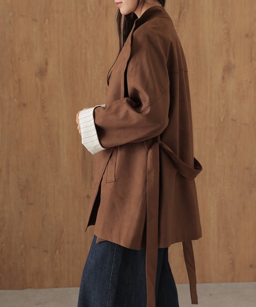 SUWDEE(スーディー)の「roll up sleeve belted wrap coat(その他アウター・レディース・ブラウン・FREE)」の14枚目の写真