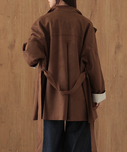 SUWDEE(スーディー)の「roll up sleeve belted wrap coat(その他アウター・レディース・ブラウン・FREE)」の2枚目の写真