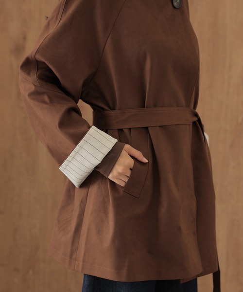SUWDEE(スーディー)の「roll up sleeve belted wrap coat(その他アウター・レディース・ブラウン・FREE)」の5枚目の写真