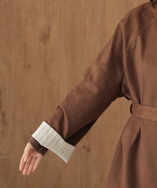 SUWDEE(スーディー)の「roll up sleeve belted wrap coat(その他アウター・レディース・ブラウン・FREE)」の6枚目の写真