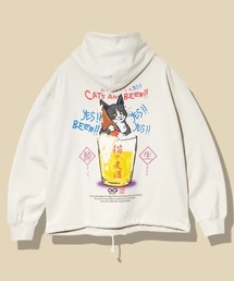 go slow caravan | 空紡糸裏毛 猫と麦酒ヘムスピンドル BOX フーディー(パーカー)