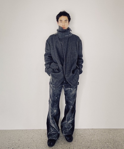 soe(ソーイ)の「Splashed Painter Trousers(スラックス・メンズ・ベージュ/ブラック・1/2)」の3枚目の写真