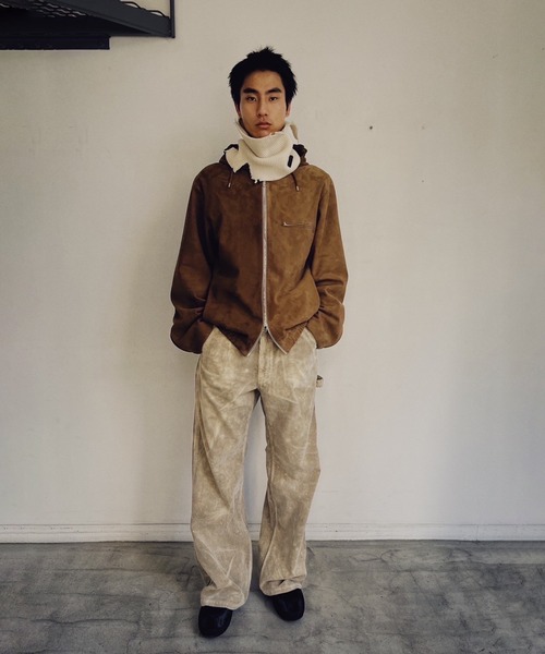 soe(ソーイ)の「Splashed Painter Trousers(スラックス・メンズ・ベージュ/ブラック・1/2)」の6枚目の写真