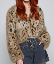 A'GEM/9 × .kom 『.KOM/ドットケーオーエム』 Leopard Faux Fur Jacket/レオパード柄 フェイクファーショートジャケット