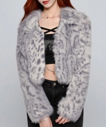 A'GEM/9 × .kom 『.KOM/ドットケーオーエム』 Leopard Faux Fur Jacket/レオパード柄 フェイクファーショートジャケット