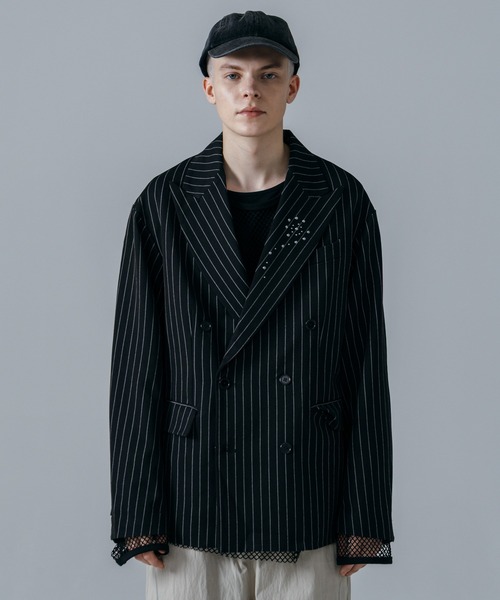 ajouter flow】rhinestone double breasted jacket（テーラード