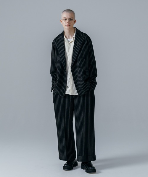 ajouter flow(アジューテフロー)の「【ajouter flow】rhinestone double breasted jacket(テーラードジャケット・メンズ・ストライプ/ブラック・MEDIUM/LARGE)」の22枚目の写真