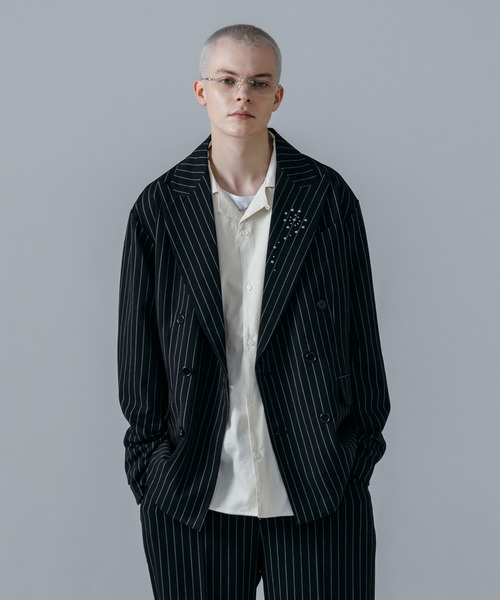 【ajouter flow】 breasted jacket ajouter flow】rhinestone double breasted jacket（テーラード