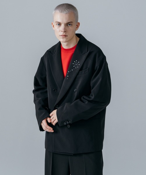 ajouter flow(アジューテフロー)の「【ajouter flow】rhinestone double breasted jacket(テーラードジャケット・メンズ・ストライプ/ブラック・MEDIUM/LARGE)」の11枚目の写真
