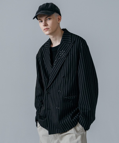 【ajouter flow】 breasted jacket ajouter flow】rhinestone double breasted jacket（テーラード