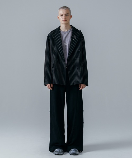 ajouter flow(アジューテフロー)の「【ajouter flow】rhinestone double breasted jacket(テーラードジャケット・メンズ・ストライプ/ブラック・MEDIUM/LARGE)」の16枚目の写真