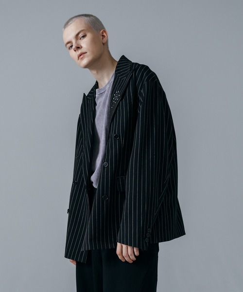 ajouter flow(アジューテフロー)の「【ajouter flow】rhinestone double breasted jacket(テーラードジャケット・メンズ・ストライプ/ブラック・MEDIUM/LARGE)」の19枚目の写真