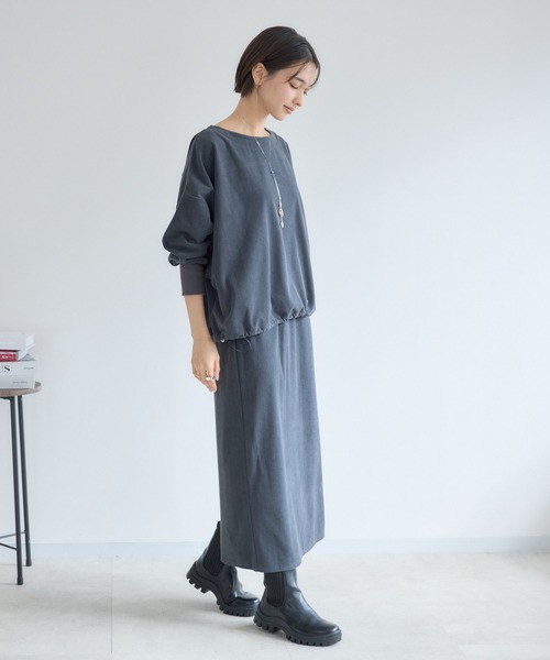 KATHARINE ROSS（キャサリンロス）の「【KATHARINE ROSS】カットコーデュロイプルオーバー（Tシャツ/カットソー・レディース・アイボリー/チャコールグレー・FREE）」の4枚目の写真