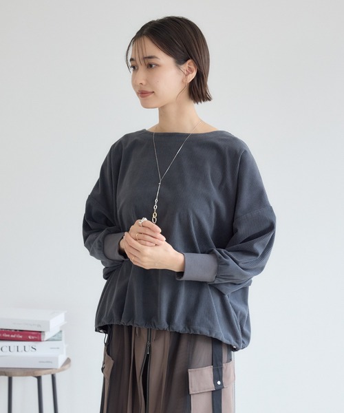 KATHARINE ROSS（キャサリンロス）の「【KATHARINE ROSS】カットコーデュロイプルオーバー（Tシャツ/カットソー・レディース・アイボリー/チャコールグレー・FREE）」の10枚目の写真