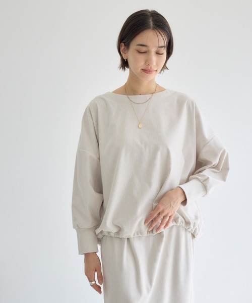 KATHARINE ROSS（キャサリンロス）の「【KATHARINE ROSS】カットコーデュロイプルオーバー（Tシャツ/カットソー・レディース・アイボリー/チャコールグレー・FREE）」の17枚目の写真