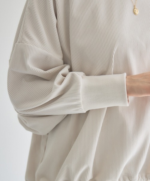 KATHARINE ROSS（キャサリンロス）の「【KATHARINE ROSS】カットコーデュロイプルオーバー（Tシャツ/カットソー・レディース・アイボリー/チャコールグレー・FREE）」の21枚目の写真