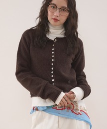 MUHET | rolled edge short cropped knit cardigan / ショート丈ニットボタンカーディガン(カーディガン/ボレロ)